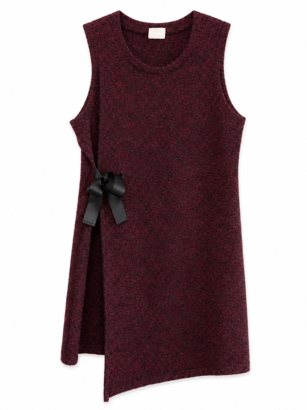 ZOE Burgundy Bouclé Sleeveless Mini Dress with Side Bow – Size Large EUC